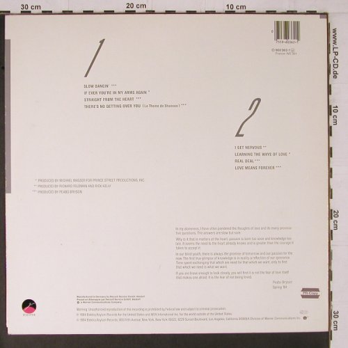 Bryson,Peabo: Straight From The Haert, Elektra (960 362-1), D, 1984 Typ: LP Best.-Nr.: Y1574 Preis: 7,50 Euro