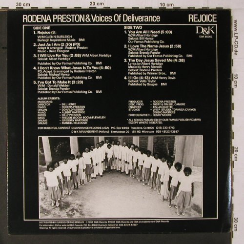 Preston,Rodena & Voices o. Deliver.: Rejoice, D&K(85002), NL, 1985 - LP - Y1646 - 7,50 Euro