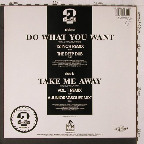 2 In A Room: Do Wat You Want*2 / Take me away*2, BCM (12394), D,vg+/m-, 1990 Typ: 12" Best.-Nr.: Y1829 Preis: 4,00 Euro