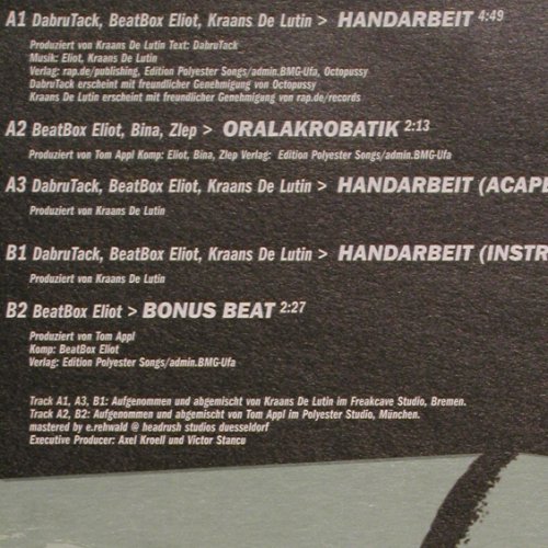 Beatboxing Vol. 1.0: Handarbeit *3/Oralakrobatik+1, Zomba /RTD (103.3859.0 PC16), D, 2001 Typ: 12" Best.-Nr.: Y183 Preis: 4,00 Euro