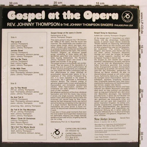 Thompson,Rev.Johnny & J.T.Singers: Gospel At The Opera, FS-New, Capricorn(G JT 84001), CH, 1984 - LP - Y1929 - 9,00 Euro