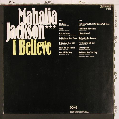 Jackson,Mahalia: I Believe, Pandora (P 502), D, Ri, 1981 Typ: LP Best.-Nr.: Y1973 Preis: 6,00 Euro
