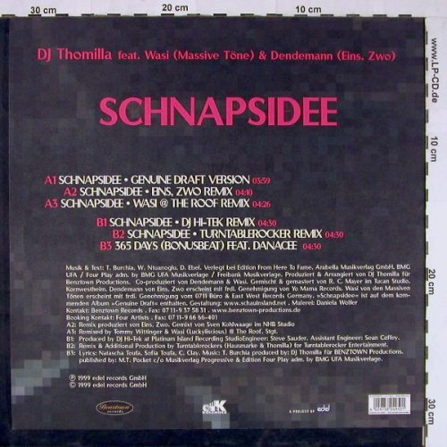 DJ Thomilla: Schnapsidee*5+1, Benztown (0104950BTN), D, 1999 Typ: 12" Best.-Nr.: Y2022 Preis: 7,50 Euro