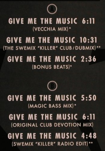 B.G. The Prince Of Rap: Give Me The Music - The Remixes, DancePool (6574413 5), NL, 33rpm, 1991 Typ: 12" Best.-Nr.: Y2048 Preis: 5,00 Euro