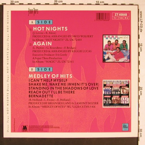 Four Tops: Hot Nights, Again, Medley of Hits, Motown (ZT 40848), D, 1986 Typ: 12" Best.-Nr.: Y246 Preis: 4,00 Euro