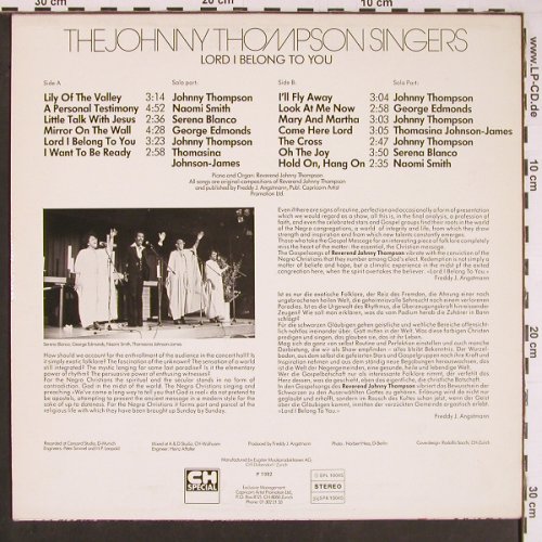 Thompson Singers,Johnny: Lord I Belong To You, CH Special(SPL 10045), CH, 1981 - LP - Y252 - 6,00 Euro