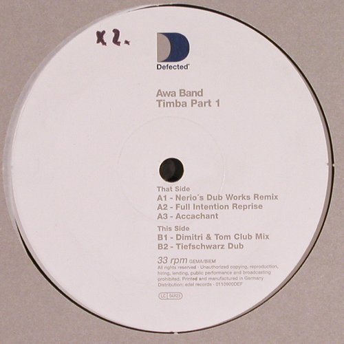 Awa Band: Timba Part 1 *5, wol, Defected(0110900DEF), D, 2000 - 12inch - Y2573 - 3,00 Euro