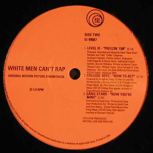 V.A.White Men Can't Rap: Cypress Hill, Gang Starr... Soundtr, EMI (EI-99087), US, LC, 1992 Typ: 12" Best.-Nr.: Y2961 Preis: 7,50 Euro