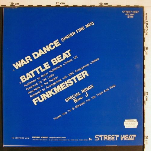 Funkmeister: War Dance(under fire mix)/BatleBeat, Streetheat (STH 5502), D Typ: 12" Best.-Nr.: Y3115 Preis: 3,00 Euro