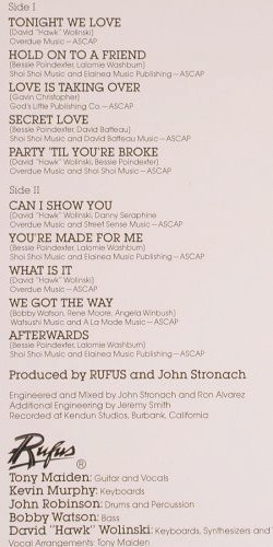 Rufus: Party'Til You're Broke, MCA (5159), US, co, 1981 Typ: LP Best.-Nr.: Y3223 Preis: 7,50 Euro