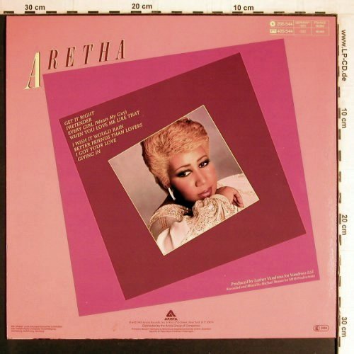 Franklin,Aretha: Get It Right, Arista (205 544-320), D, 1983 Typ: LP Best.-Nr.: Y3287 Preis: 7,50 Euro