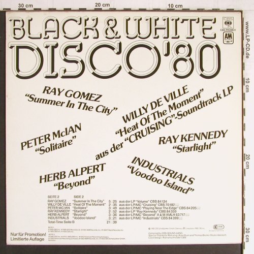 V.A.Black & White Disco'80: SOS Band...Industies,12 Tr. Mix, CBS (PROMO 1), NL,Lim.Ed., 1980 Typ: LP Best.-Nr.: Y3409 Preis: 7,50 Euro