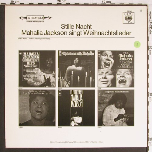 Jackson,Mahalia: Stille Nacht (1966), CBS (62 130), NL, Ri Typ: LP Best.-Nr.: Y3552 Preis: 6,00 Euro