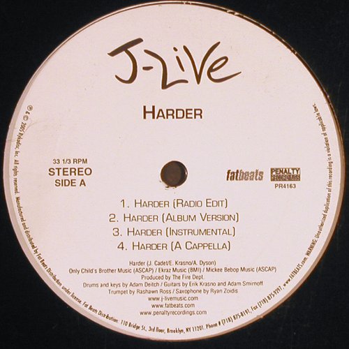 J-Live: Harder *3 / Do my Thing *3, Penalty Recordings (PR4163), US, 2005 Typ: 12" Best.-Nr.: Y3807 Preis: 6,00 Euro