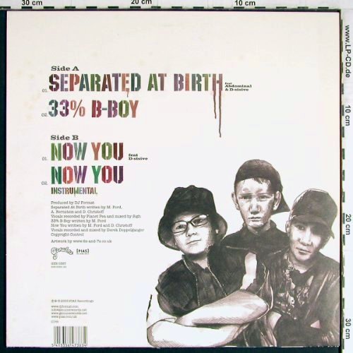 DJ Format: Seperated at Birth, 4Tr. 33rpm, Genuine (GEN 038T), UK, 2005 Typ: 12" Best.-Nr.: Y3817 Preis: 6,00 Euro