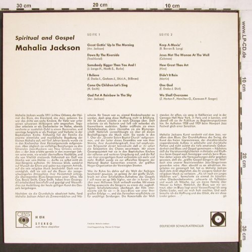 Jackson,Mahalia: Spiritual & Gospel '1966, CBS/DSC Club Ed. (H 014), D, Ri Typ: LP Best.-Nr.: Y4395 Preis: 7,50 Euro