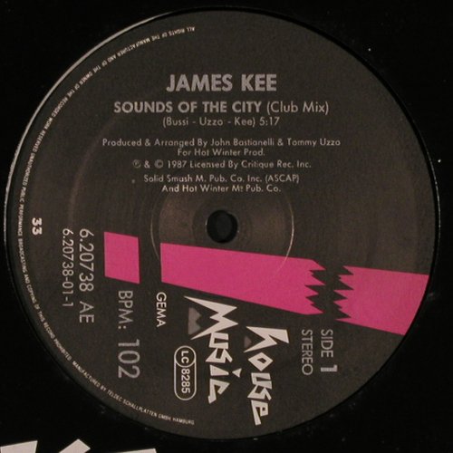 Kee,James: Sounds Of The City*3, House Music (6.20738 AE), D, FLC, 1987 Typ: 12" Best.-Nr.: Y472 Preis: 4,00 Euro