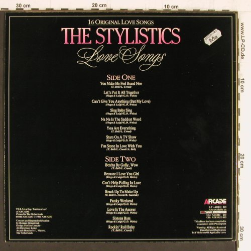 Stylistics: Love Songs-16 Original Love Songs, Arcade (ADEH 203), NL, 1986 Typ: LP Best.-Nr.: Y5527 Preis: 5,00 Euro