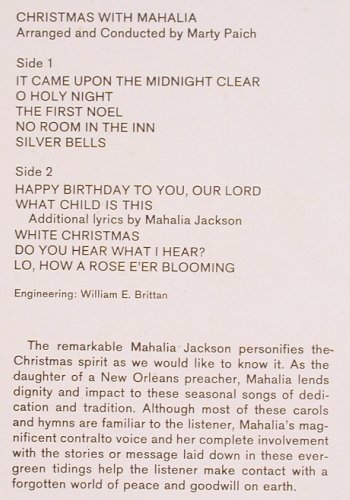 Jackson,Mahalia: Christmas with (1966), CBS (S 63450), NL Typ: LP Best.-Nr.: Y5721 Preis: 6,00 Euro