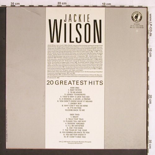 Wilson,Jackie: 20 Greatest Hits, Yesterdays Gold (YDG 15708), P, 1987 Typ: LP Best.-Nr.: Y6078 Preis: 5,00 Euro