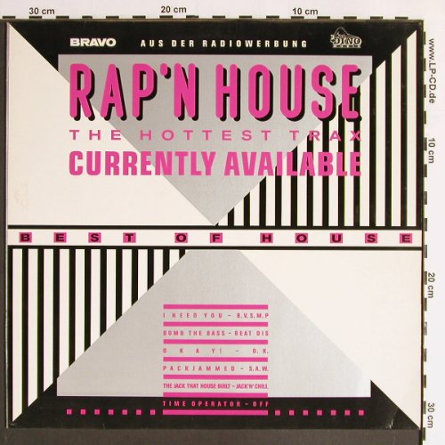 V.A.Rap'n House: The Hottest Trax,Bomb the Bass..., Dino/Bravo (1711), D, 1988 Typ: LP Best.-Nr.: Y6338 Preis: 5,00 Euro