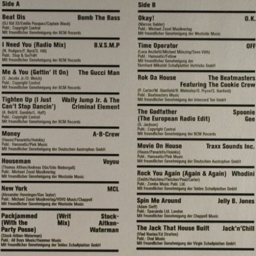 V.A.Rap'n House: The Hottest Trax,Bomb the Bass..., Dino/Bravo (1711), D, 1988 Typ: LP Best.-Nr.: Y6338 Preis: 5,00 Euro