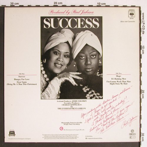 Weather Girls: Success, CBS(25719), UK, 1983 - LP - Y6818 - 3,00 Euro