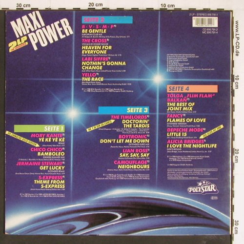 V.A.Maxi Power: Mory Kante... Alicia Bridges, Polystar (816 791-1), D, 1988 Typ: 2LP Best.-Nr.: Y7376 Preis: 5,00 Euro
