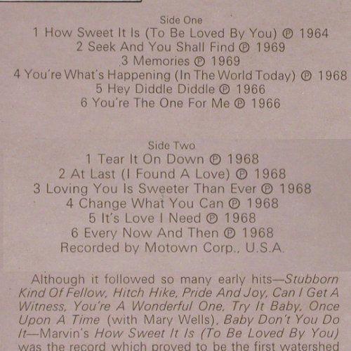 Gaye,Marvin: How Sweet It Is, Sound Superb (SPR 90006), UK,Ri Typ: LP Best.-Nr.: Y7824 Preis: 7,50 Euro