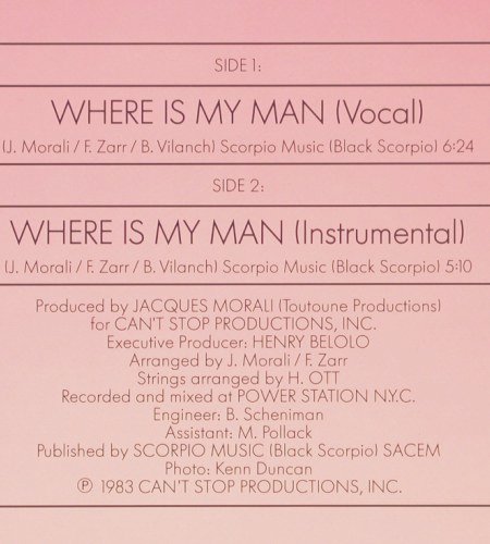 Kitt,Eartha: Where Is My Man*2,6:24vocal,instr., RCA (PC 69081), D, 1983 Typ: 12" Best.-Nr.: Y7842 Preis: 4,00 Euro
