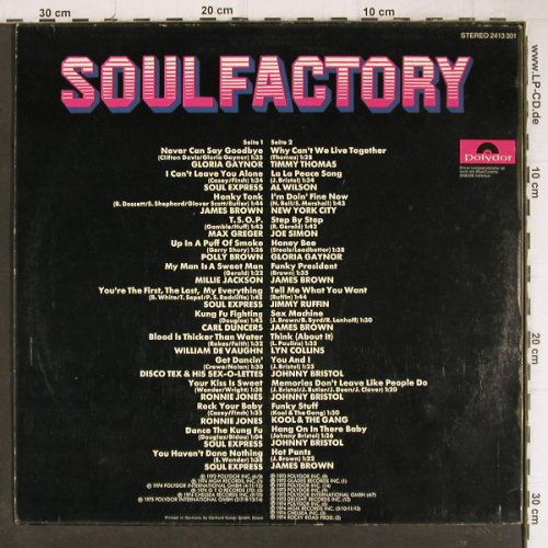 V.A.Soul Factory: Gloria Gaynor... James Brown, Polydor (2413 301), D Typ: LP Best.-Nr.: Y8739 Preis: 5,00 Euro
