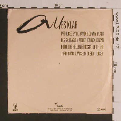 Ultravox: All Stood Still/Alles Klar, m-/vg+, Chrysalis (103 331-100), D, 1981 Typ: 7" Best.-Nr.: S8228 Preis: 2,50 Euro