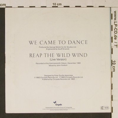 Ultravox: We Came To Dance / ReapTheWildWind, Chrysalis (105 349-100), D, 1983 Typ: 7" Best.-Nr.: T1028 Preis: 2,50 Euro