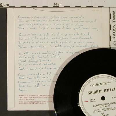 Spandau Ballet: Communication / Edited Club Version, Chryalis (CHS 2668), UK, 1983 Typ: 7" Best.-Nr.: T2492 Preis: 3,00 Euro