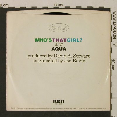 Eurythmics: Who's That Girl? / Aqua, m-/vg+, RCA(PB-13800), US, 1983 - 7inch - T2589 - 2,00 Euro