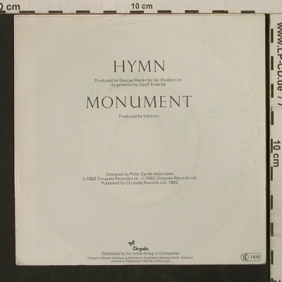 Ultravox: Hymn / Monument, Chrysalis (104 934-100), D, 1982 Typ: 7" Best.-Nr.: T2726 Preis: 2,00 Euro