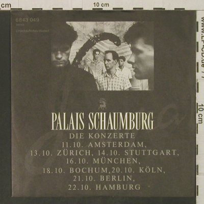 Palais Schaumburg: Die Konzerte, Promo, on sided, Phonogram (6843 049), D, 1982 Typ: 7" Best.-Nr.: T3276 Preis: 14,00 Euro