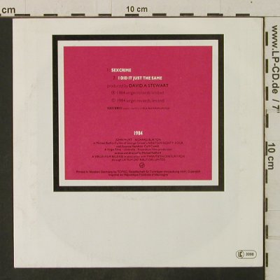 Eurythmics: Sexcrime/I Did It Just The Same, Virgin(106 974-100), D, 1984 - 7inch - T3449 - 2,50 Euro