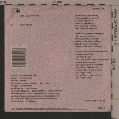 Bronski Beat: Smalltown Boy, Metronome(820 091-7 ME), D, 1984 - 7inch - T5487 - 2,50 Euro