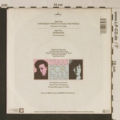 Tears For Fears: Everybody Wants To Rule The World, Mercury (880 659-7Q), D, 1985 Typ: 7" Best.-Nr.: T633 Preis: 2,50 Euro