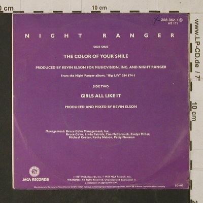 Night Ranger: The Color of your smile/Girls all.., MCA(258 362-7), D, woc, 1987 - 7inch - T1417 - 2,50 Euro