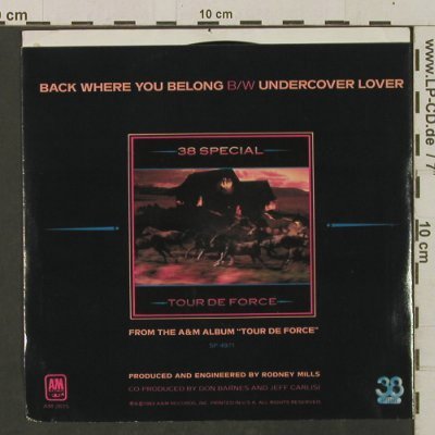 38 Special: Back WhereYouBelong/UndercoverLover, AM(AM-2615), US,m-/vg+, 1983 - 7inch - T2330 - 2,50 Euro