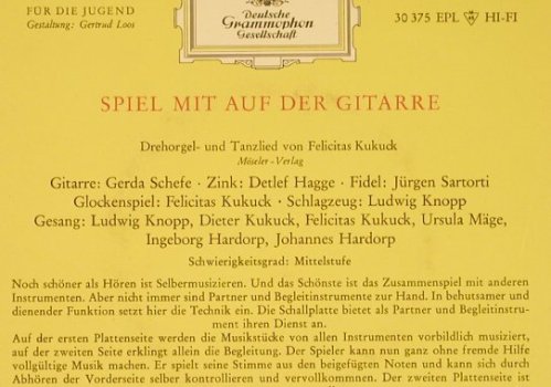 Kukuck,Felicitas: Spiel mit auf der Gitarre,Drehorgel, D.Gr.(30 375 EPL), D, Noten,  - EP - S9646 - 4,00 Euro