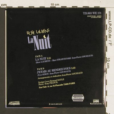 Laurens,Rose: La Nuit / J'etais au Rendez-Vous, Flarennasch (721.863 WE 171), F, 1986 Typ: 7" Best.-Nr.: S9520 Preis: 3,00 Euro