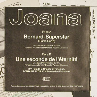Joana: Bernard-Superstar, Burger/Müller (JP 004), D, 1987 Typ: 7" Best.-Nr.: S9524 Preis: 4,00 Euro