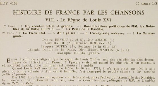 Vernillat,France & Barbier,Pierre: Histoire De France Par Les Chansons, Le chant,No.8,33rpm (LDY-4108), F Typ: EP Best.-Nr.: S9960 Preis: 3,00 Euro