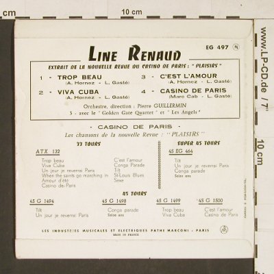 Line Renaud: Dans Plaisirs (Casino de Paris), Pathé (EG 497), F Typ: EP Best.-Nr.: S9962 Preis: 4,00 Euro