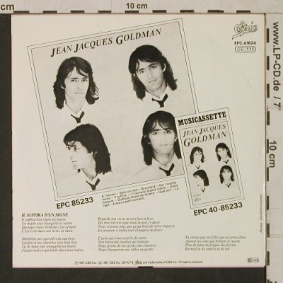 Goldman,Jean-Jacques: Il Suffira (D'Un Signe) / Quel Exil, Epic (EPCA 1624), NL, 1981 Typ: 7" Best.-Nr.: T1667 Preis: 4,00 Euro