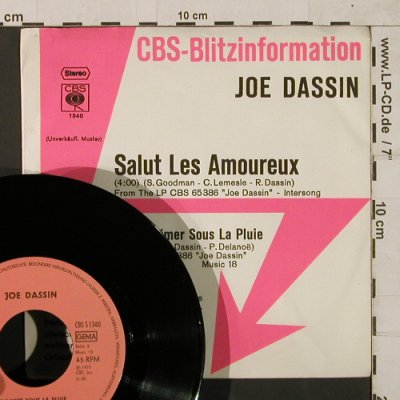 Dassin,Joe: Salut Les Amoureux, CBS BlitzInfo (CBS S 1340), D, 1973 Typ: 7" Best.-Nr.: T1831 Preis: 5,00 Euro