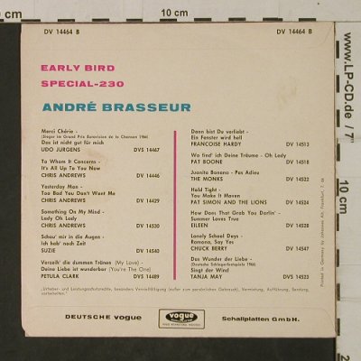 Brasseur,Andre: Early Bird / Special-23 -ONLY COVER, Palette (DV 14464 B), D, 1966 Typ: Cover Best.-Nr.: T2061 Preis: 3,00 Euro